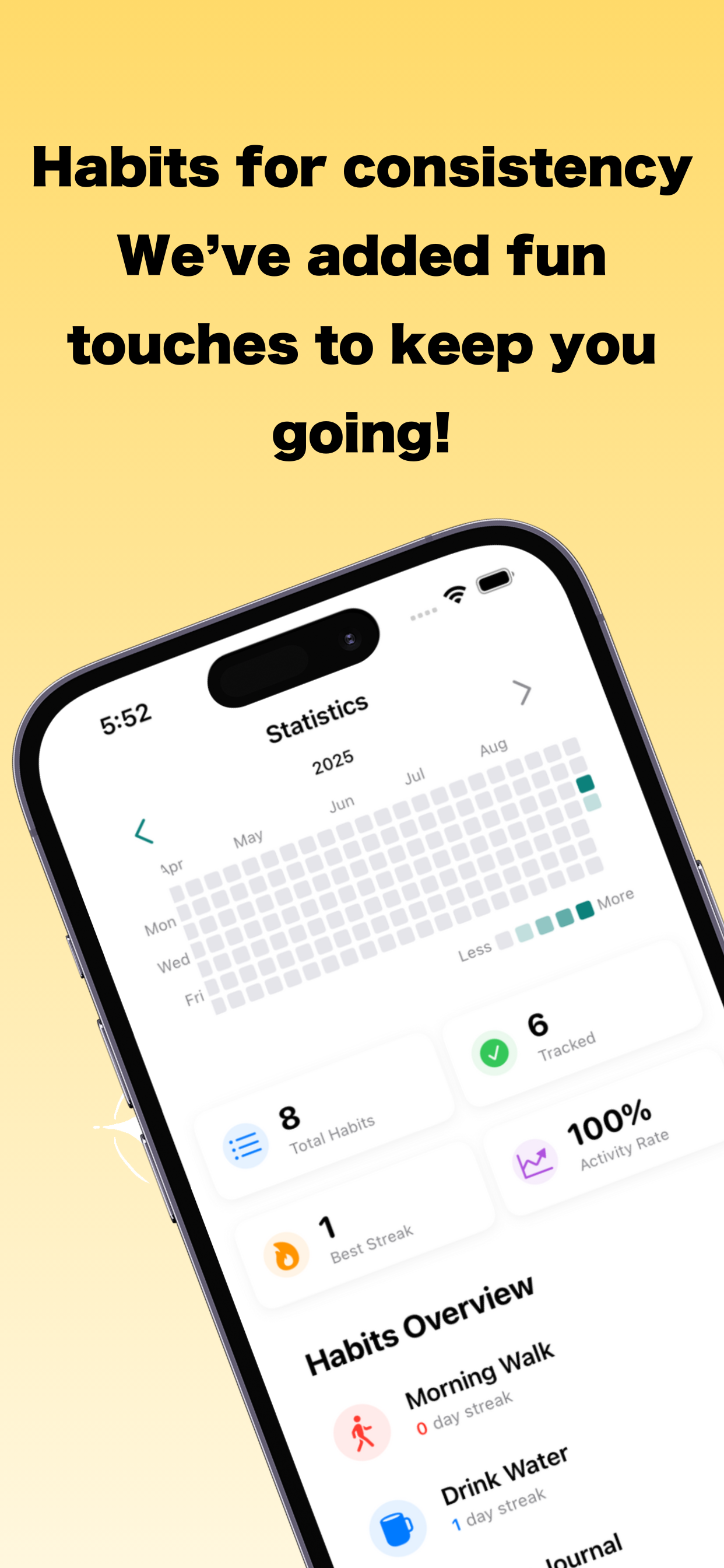 Main screen of the My Habit Days app